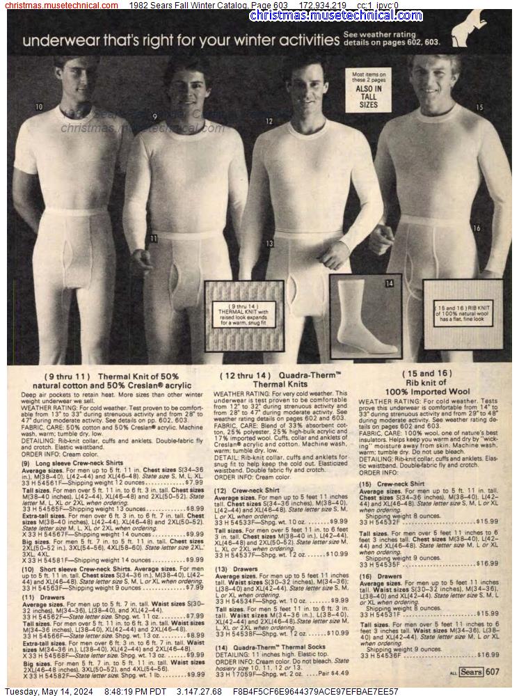 1982 Sears Fall Winter Catalog, Page 603
