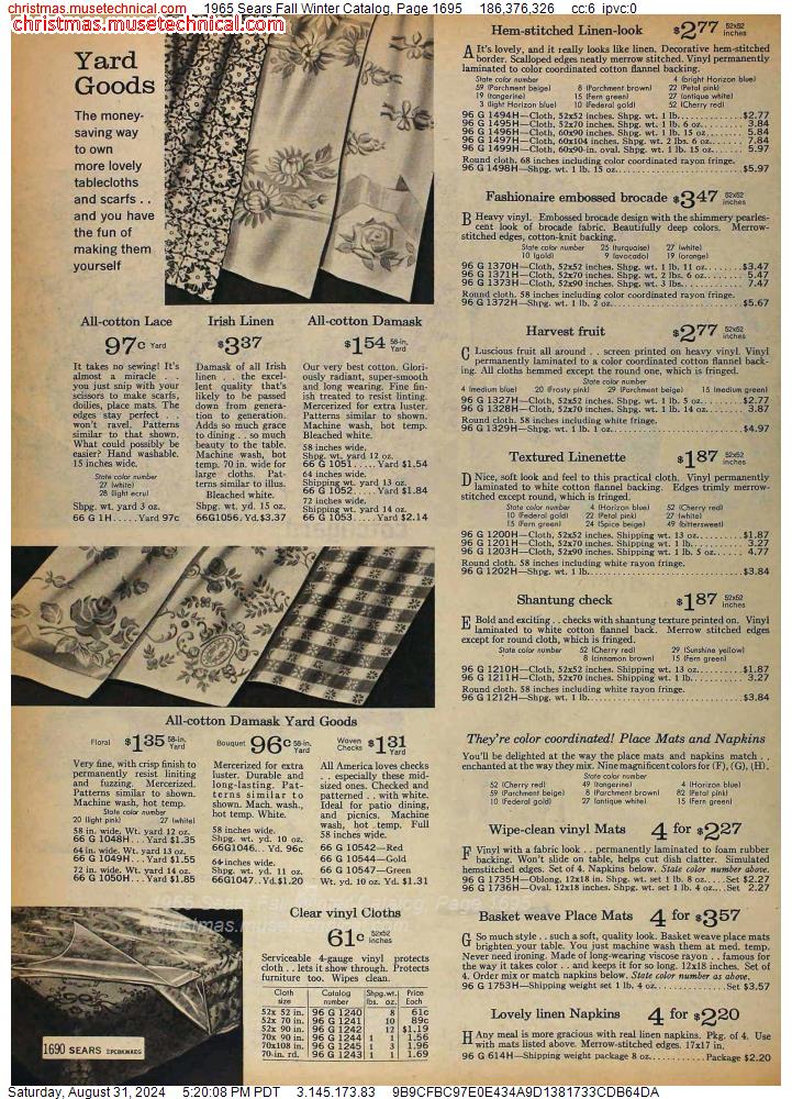 1965 Sears Fall Winter Catalog, Page 1695