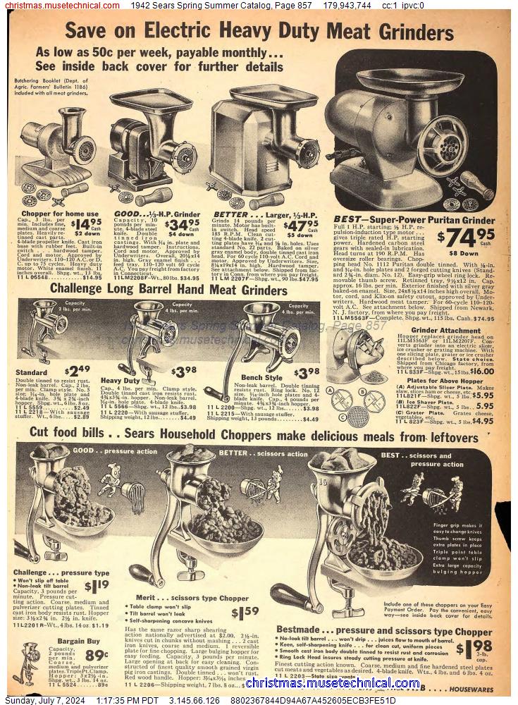 1942 Sears Spring Summer Catalog, Page 857