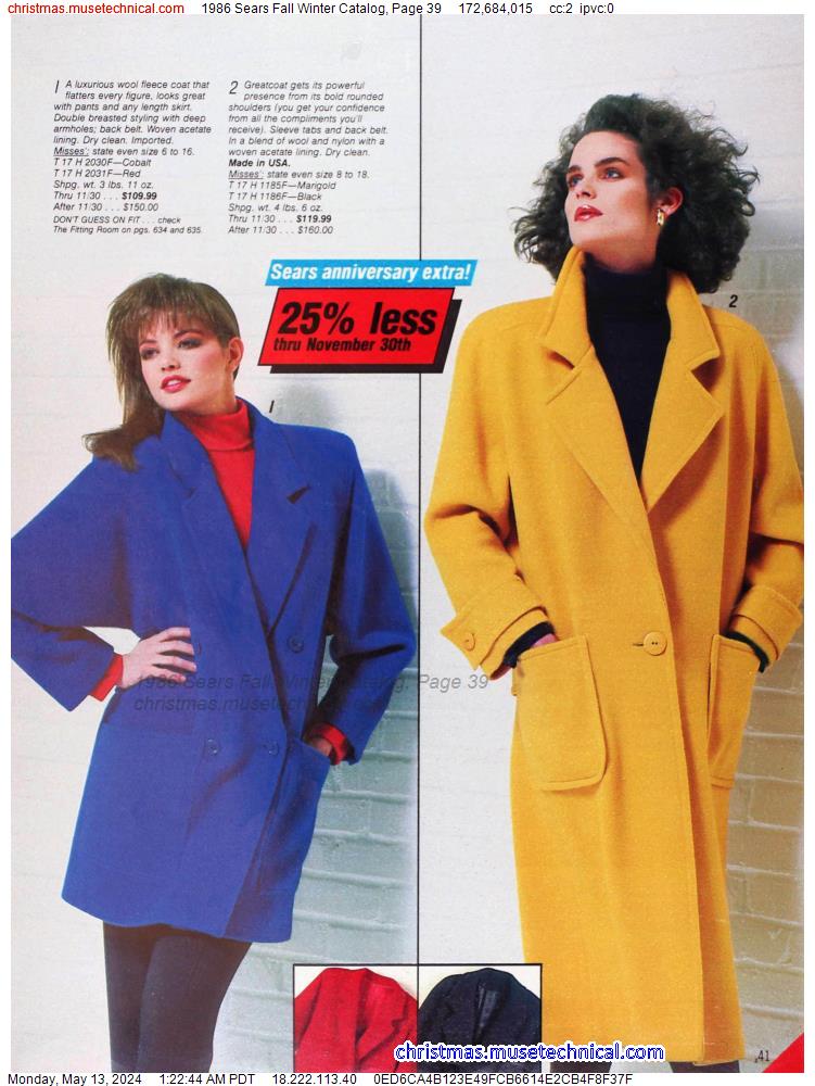 1986 Sears Fall Winter Catalog, Page 39