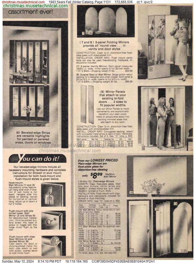 1983 Sears Fall Winter Catalog, Page 1131
