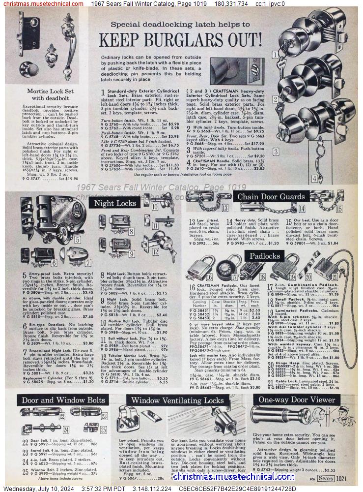 1967 Sears Fall Winter Catalog, Page 1019