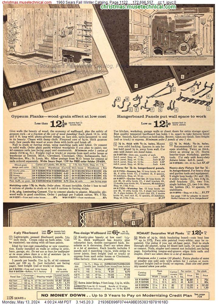 1960 Sears Fall Winter Catalog, Page 1122
