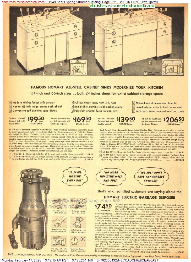 1949 Sears Spring Summer Catalog, Page 852