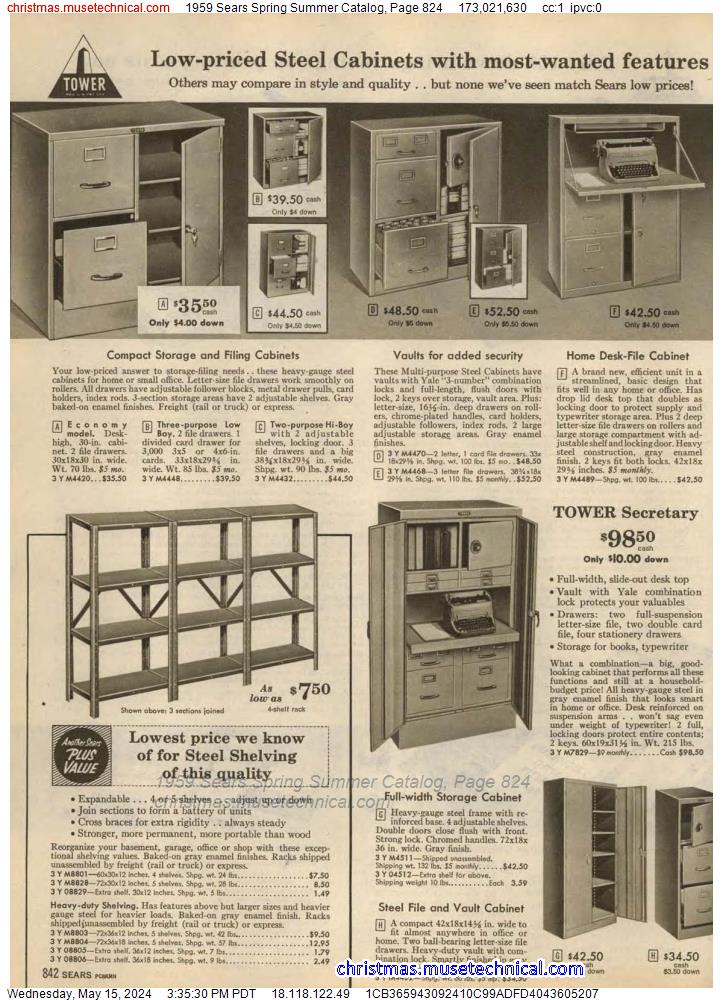 1959 Sears Spring Summer Catalog, Page 824