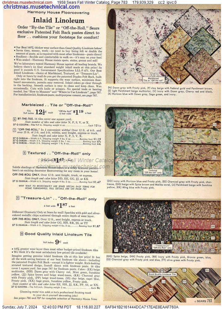 1958 Sears Fall Winter Catalog, Page 783