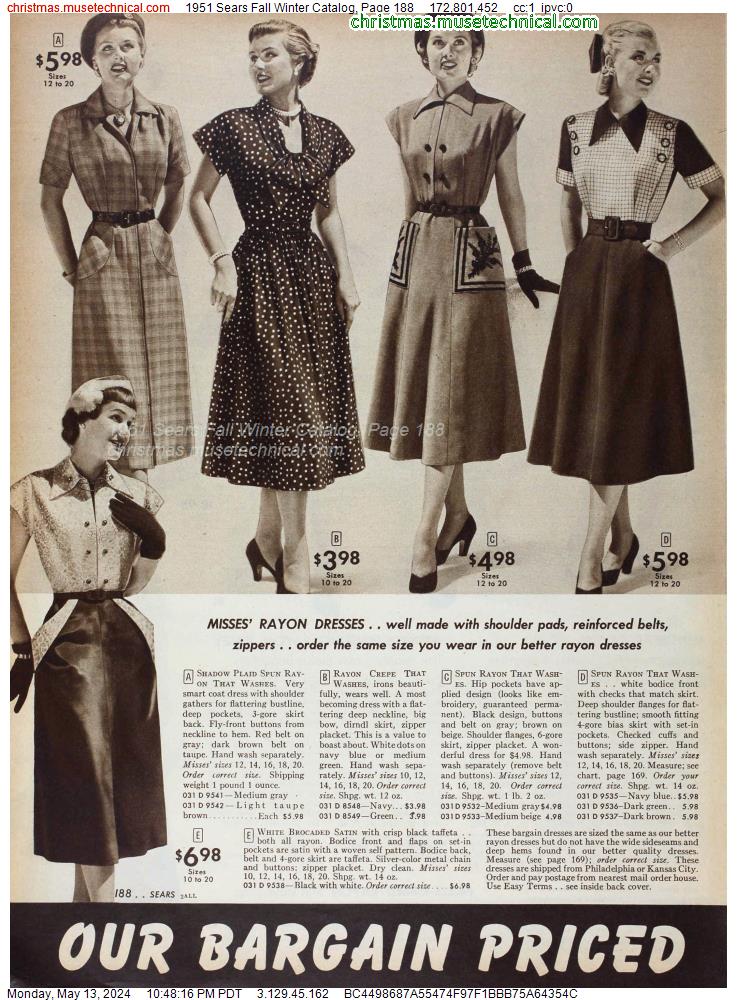 1951 Sears Fall Winter Catalog, Page 188