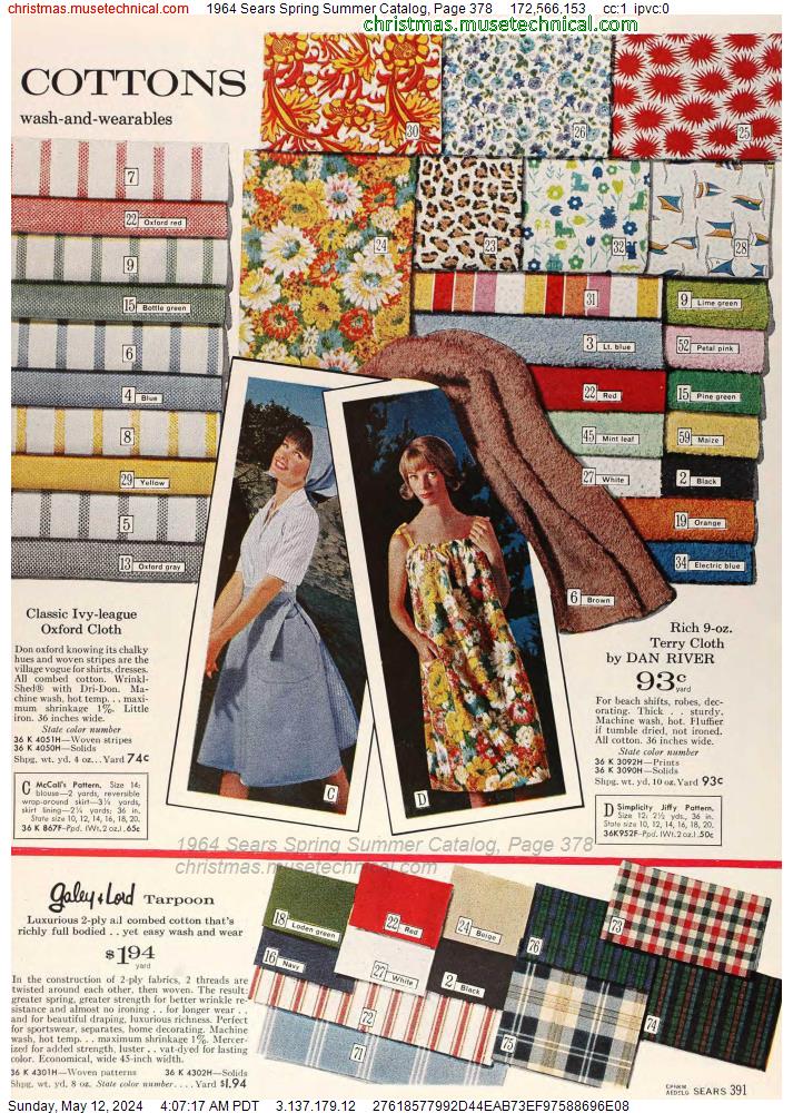 1964 Sears Spring Summer Catalog, Page 378