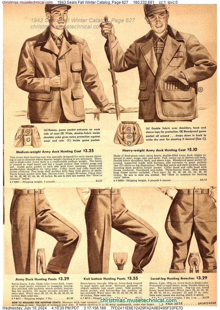 1943 Sears Fall Winter Catalog, Page 627