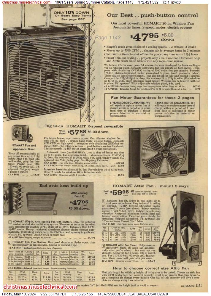 1961 Sears Spring Summer Catalog, Page 1143