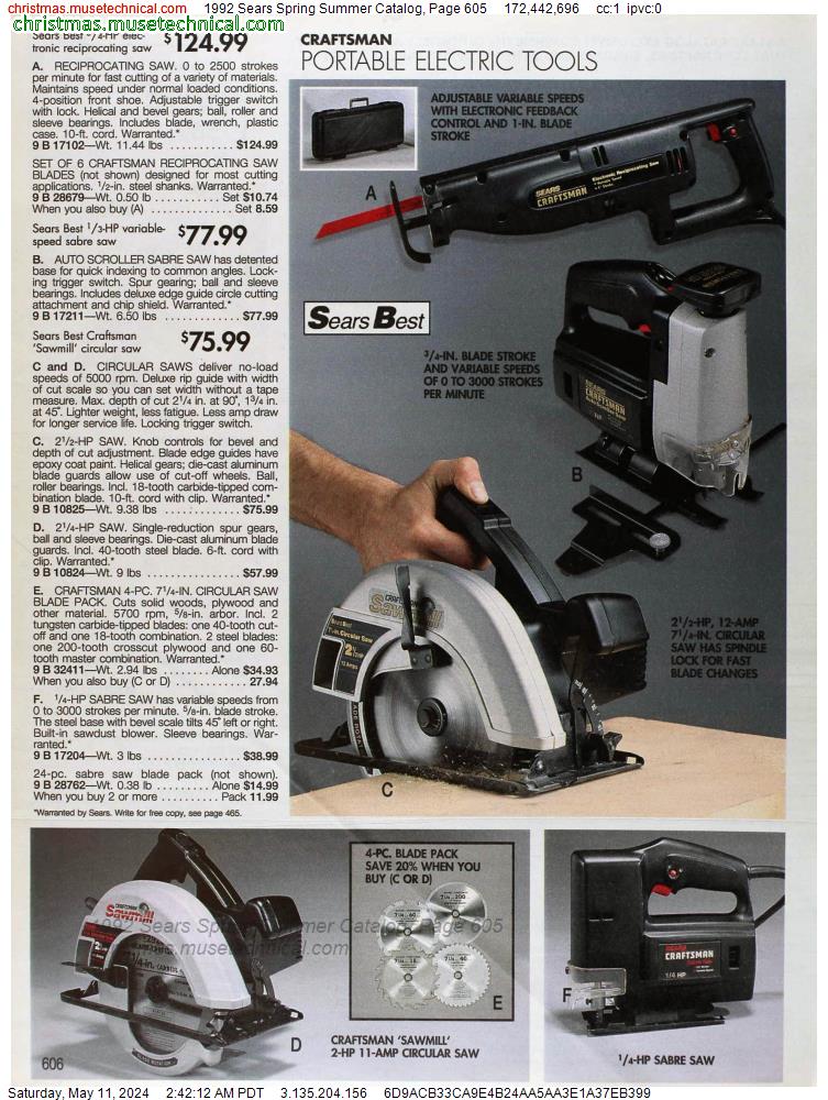 1992 Sears Spring Summer Catalog, Page 605