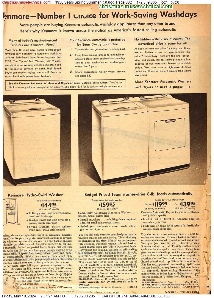1956 Sears Spring Summer Catalog, Page 882