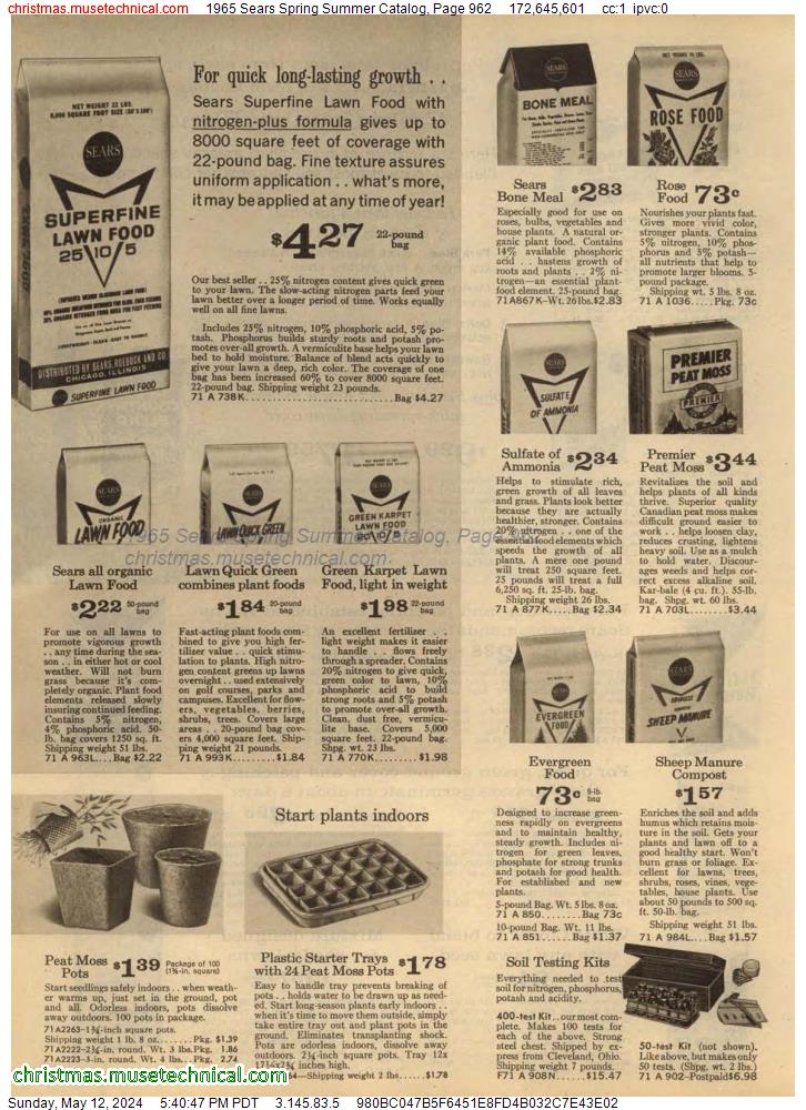 1965 Sears Spring Summer Catalog, Page 962