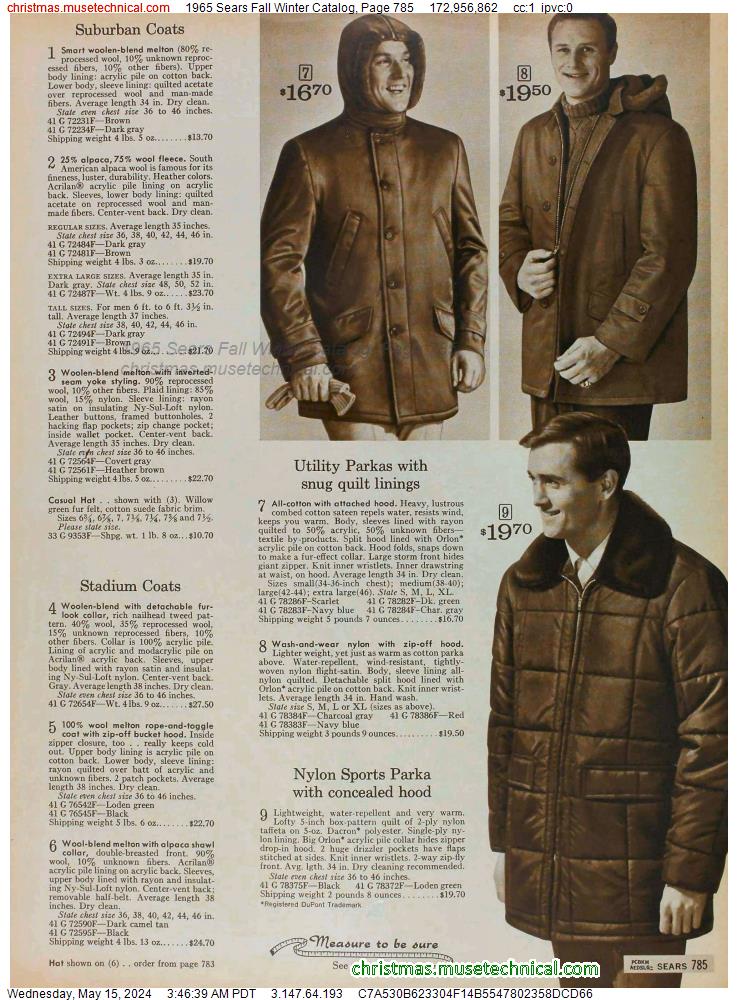 1965 Sears Fall Winter Catalog, Page 785