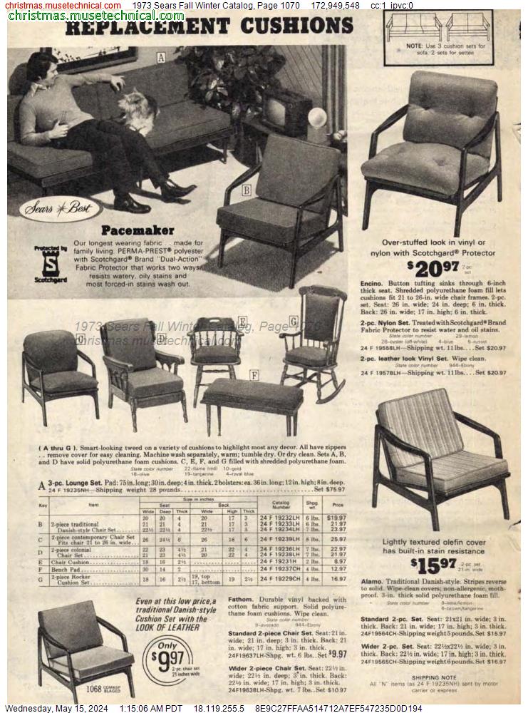 1973 Sears Fall Winter Catalog, Page 1070