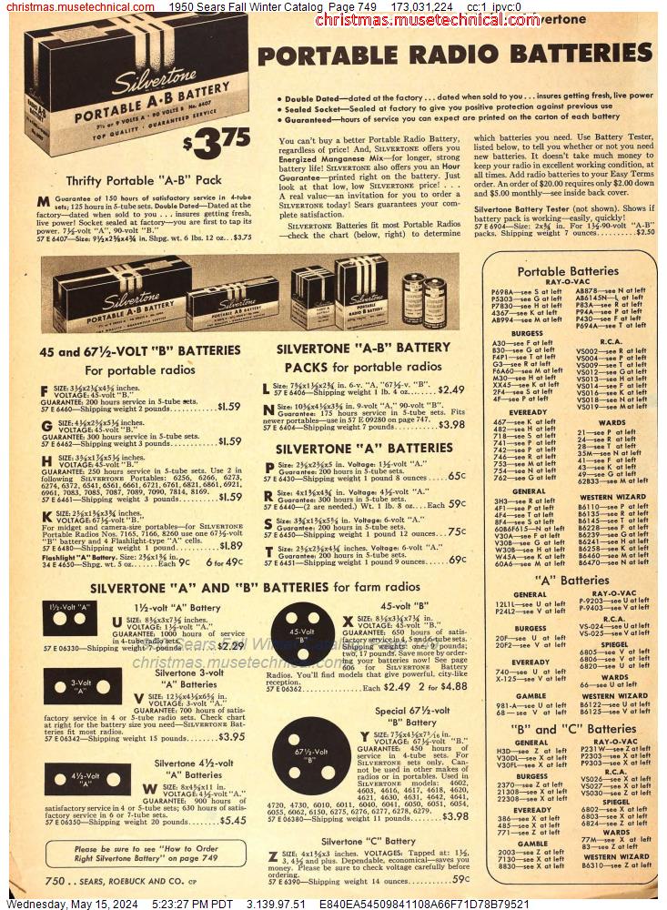 1950 Sears Fall Winter Catalog, Page 749