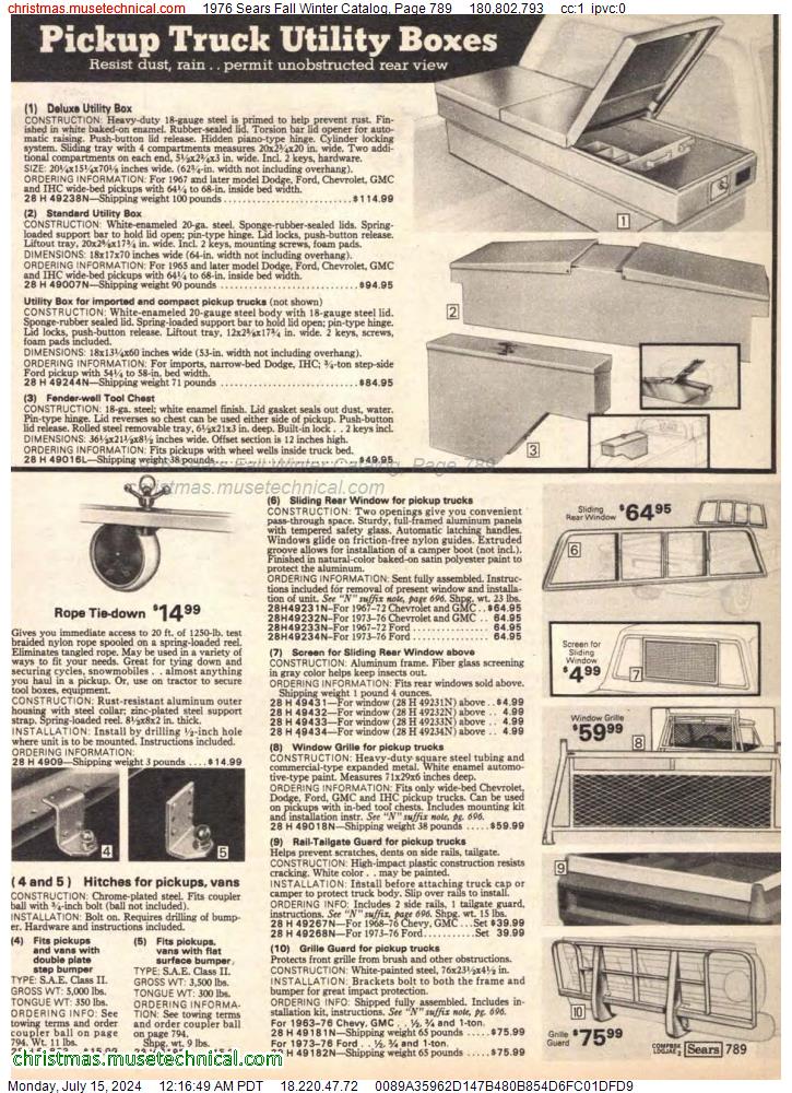 1976 Sears Fall Winter Catalog, Page 789