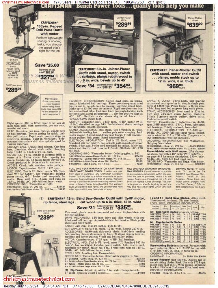 1978 Sears Fall Winter Catalog, Page 840