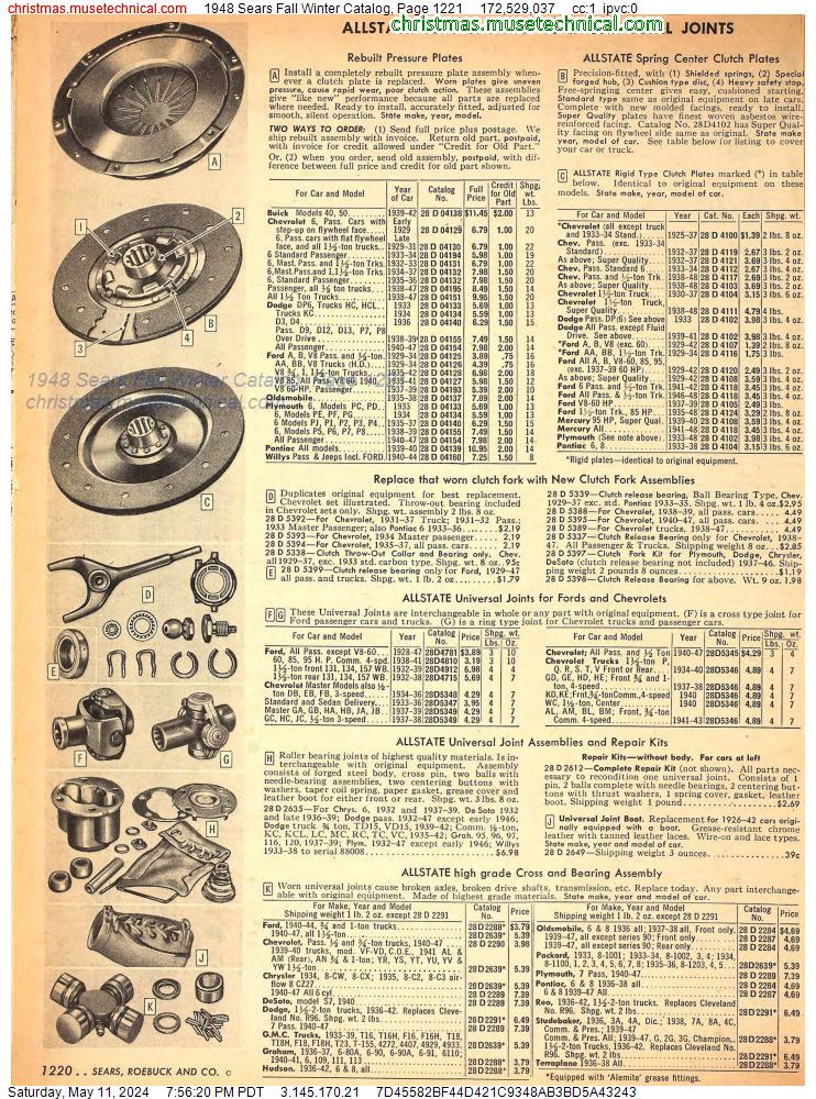 1948 Sears Fall Winter Catalog, Page 1221