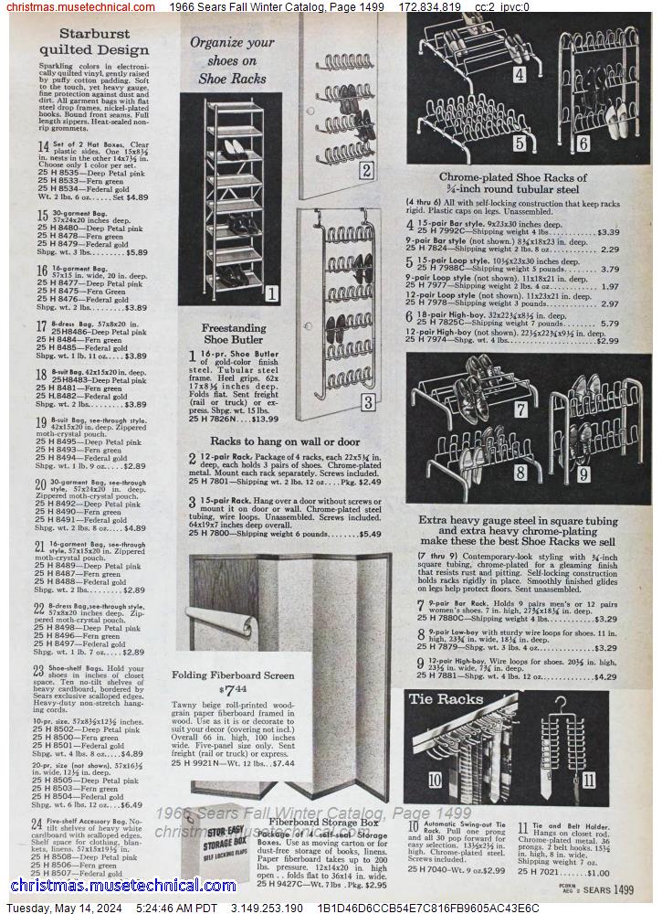1966 Sears Fall Winter Catalog, Page 1499