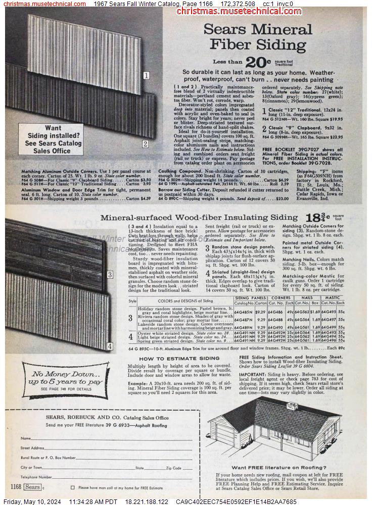 1967 Sears Fall Winter Catalog, Page 1166
