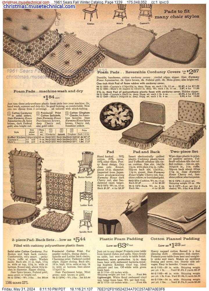 1961 Sears Fall Winter Catalog, Page 1339