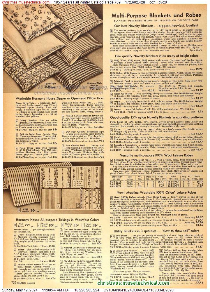 1957 Sears Fall Winter Catalog, Page 769
