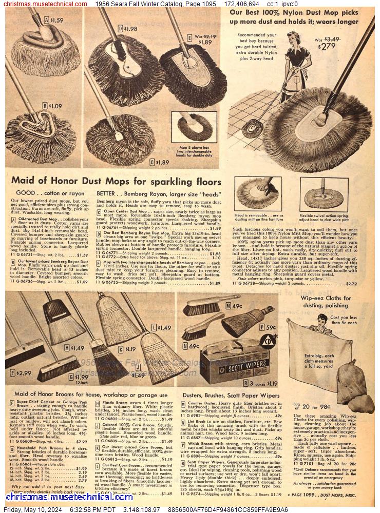 1956 Sears Fall Winter Catalog, Page 1095