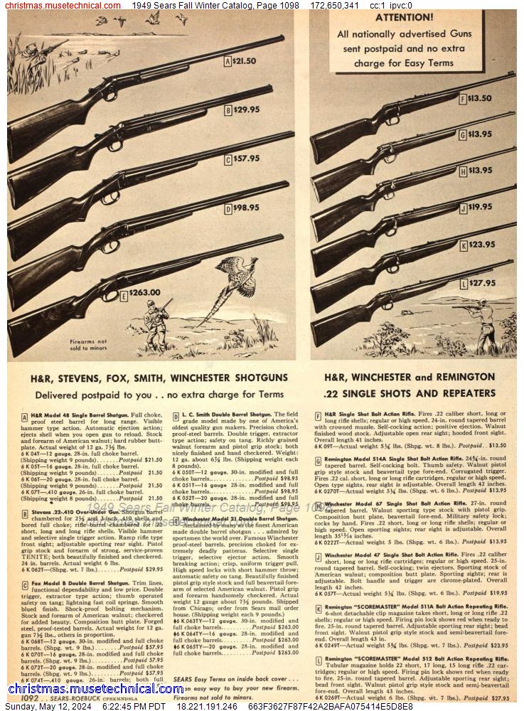 1949 Sears Fall Winter Catalog, Page 1098