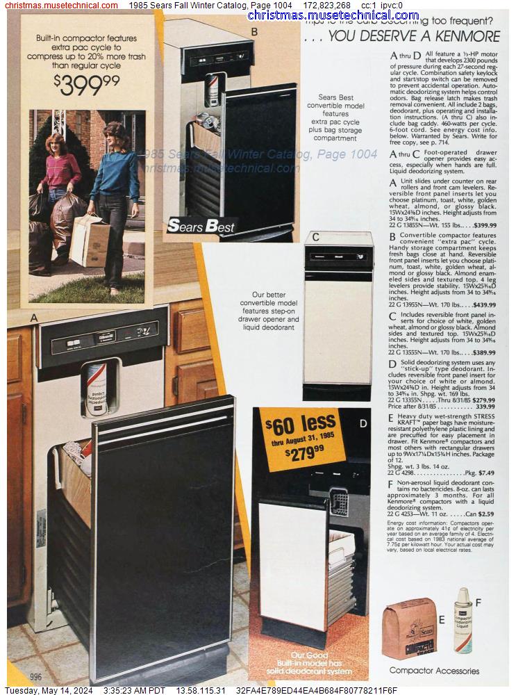 1985 Sears Fall Winter Catalog, Page 1004