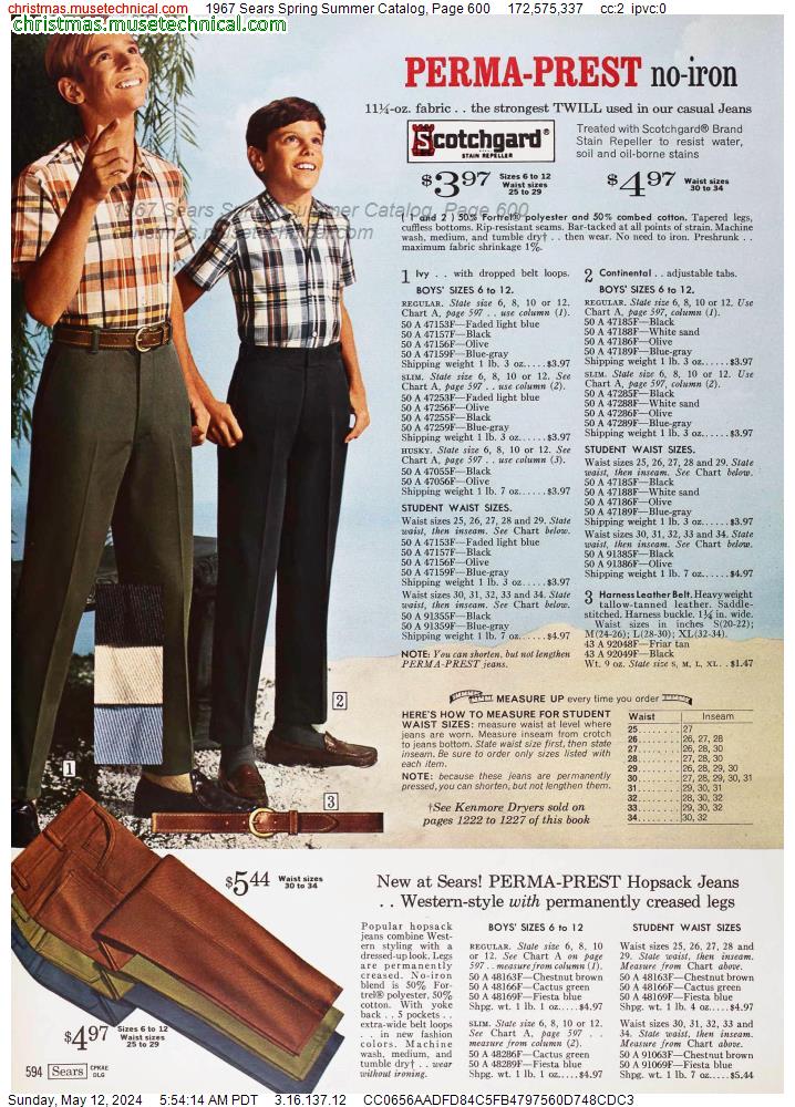 1967 Sears Spring Summer Catalog, Page 600