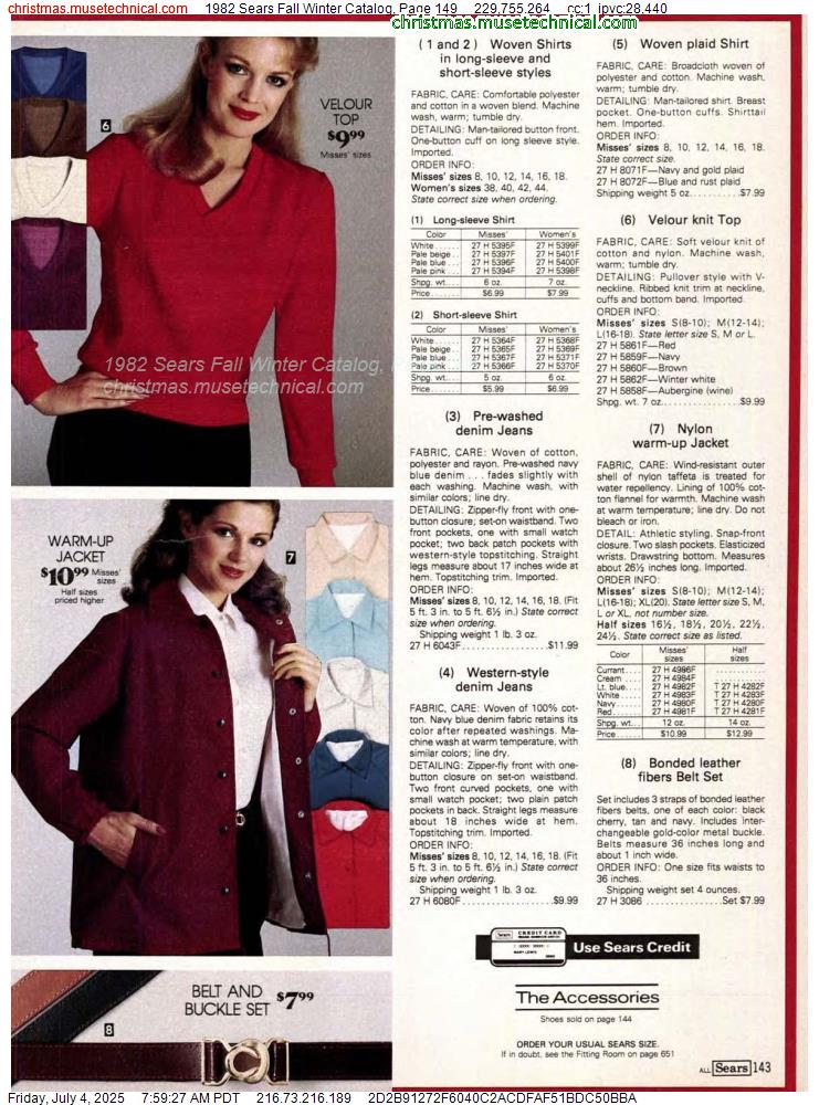 1982 Sears Fall Winter Catalog, Page 149