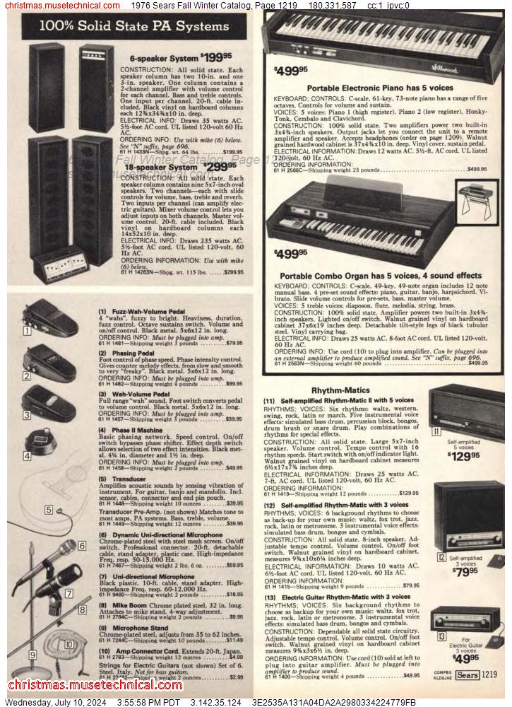 1976 Sears Fall Winter Catalog, Page 1219