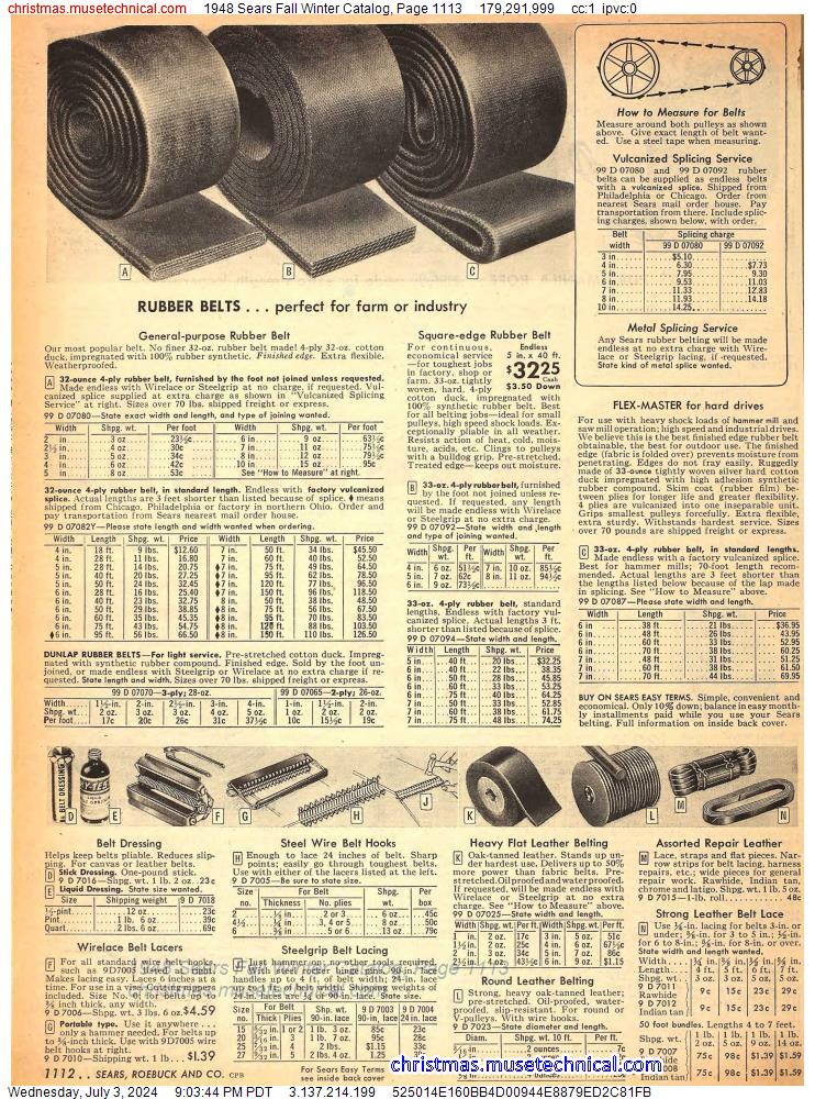 1948 Sears Fall Winter Catalog, Page 1113