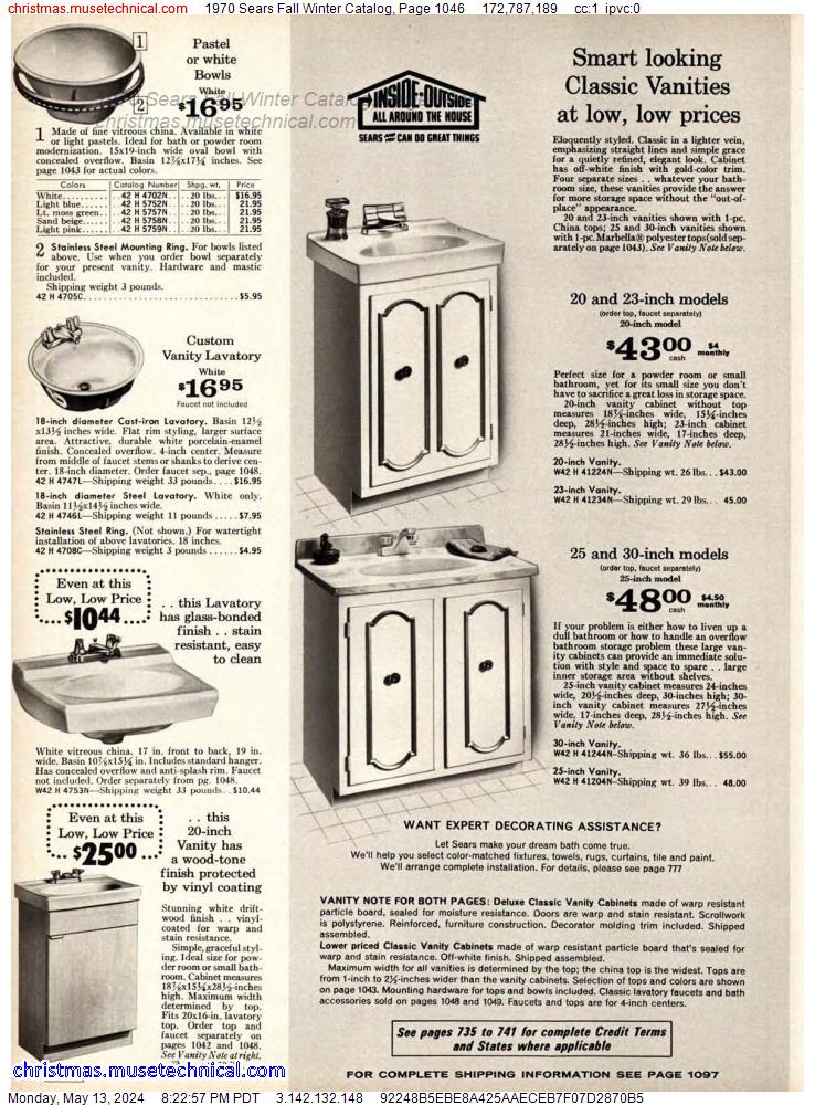 1970 Sears Fall Winter Catalog, Page 1046
