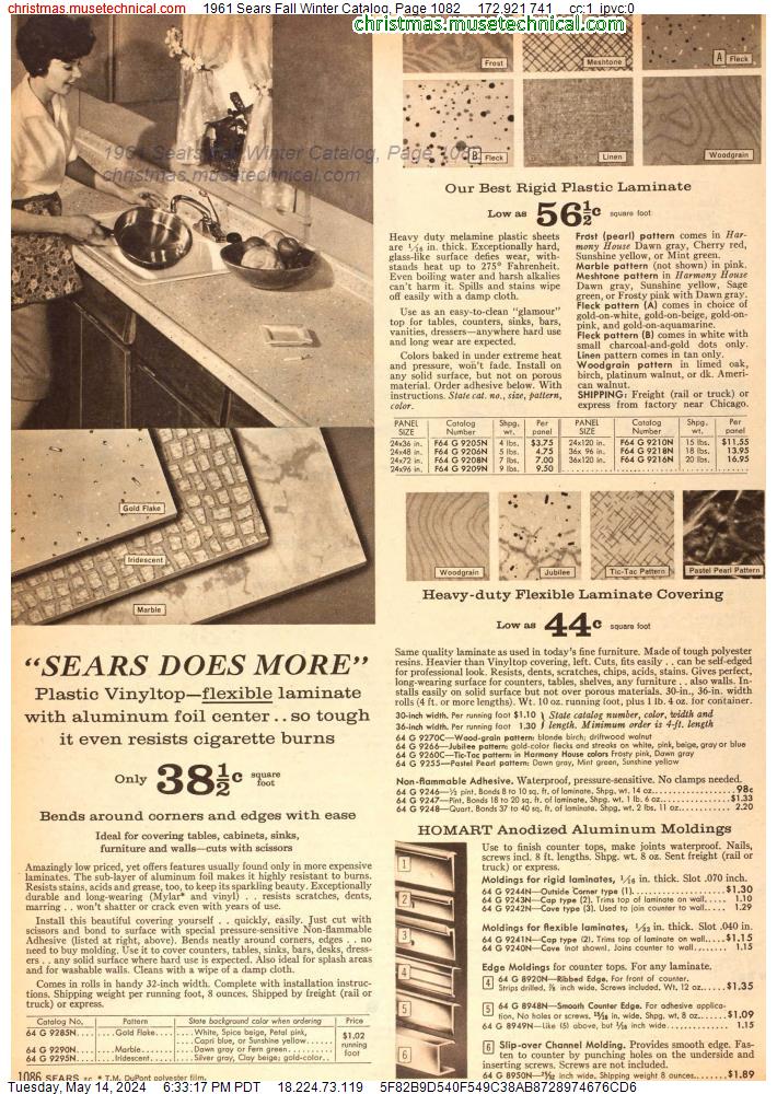 1961 Sears Fall Winter Catalog, Page 1082