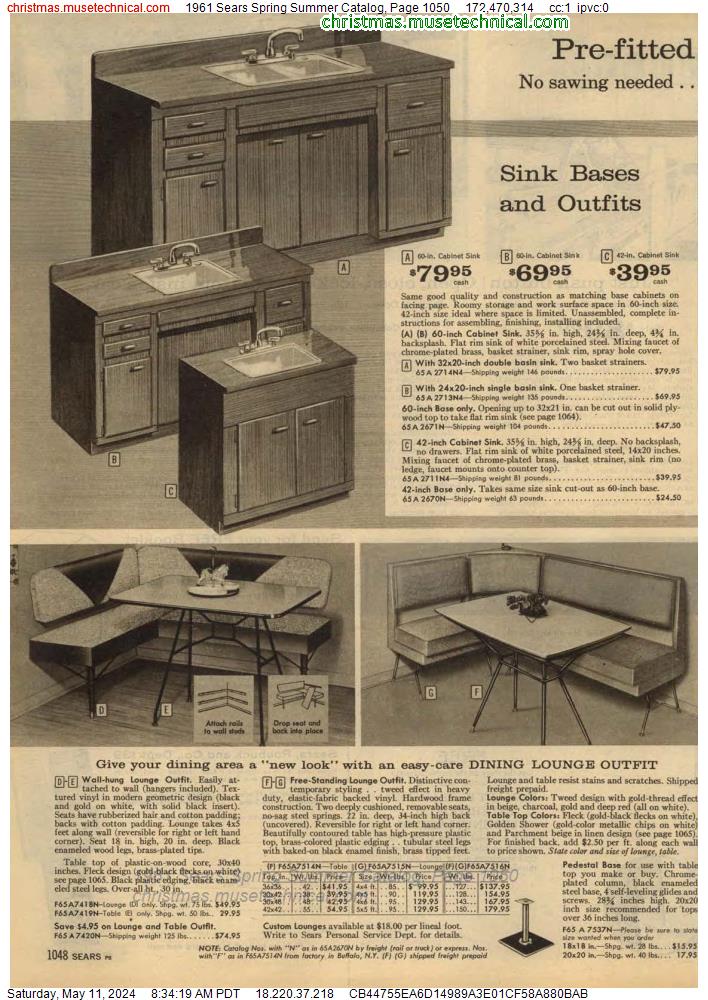 1961 Sears Spring Summer Catalog, Page 1050