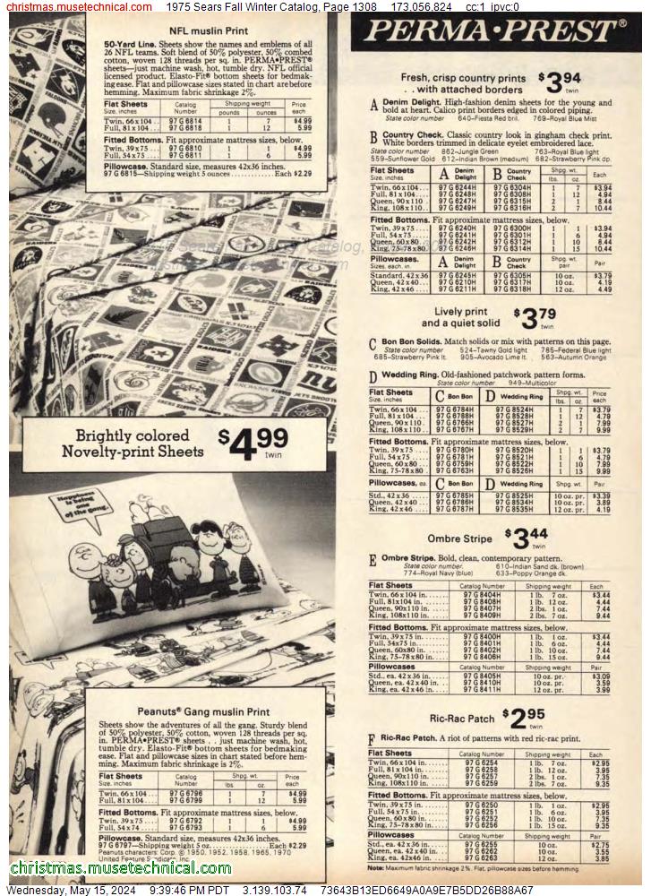 1975 Sears Fall Winter Catalog, Page 1308