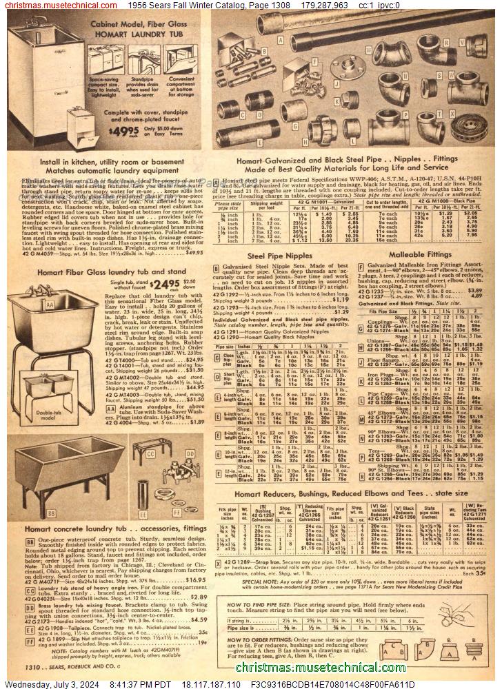 1956 Sears Fall Winter Catalog, Page 1308