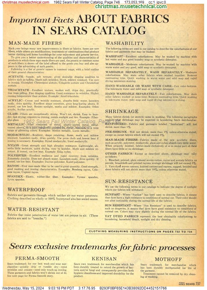 1962 Sears Fall Winter Catalog, Page 746