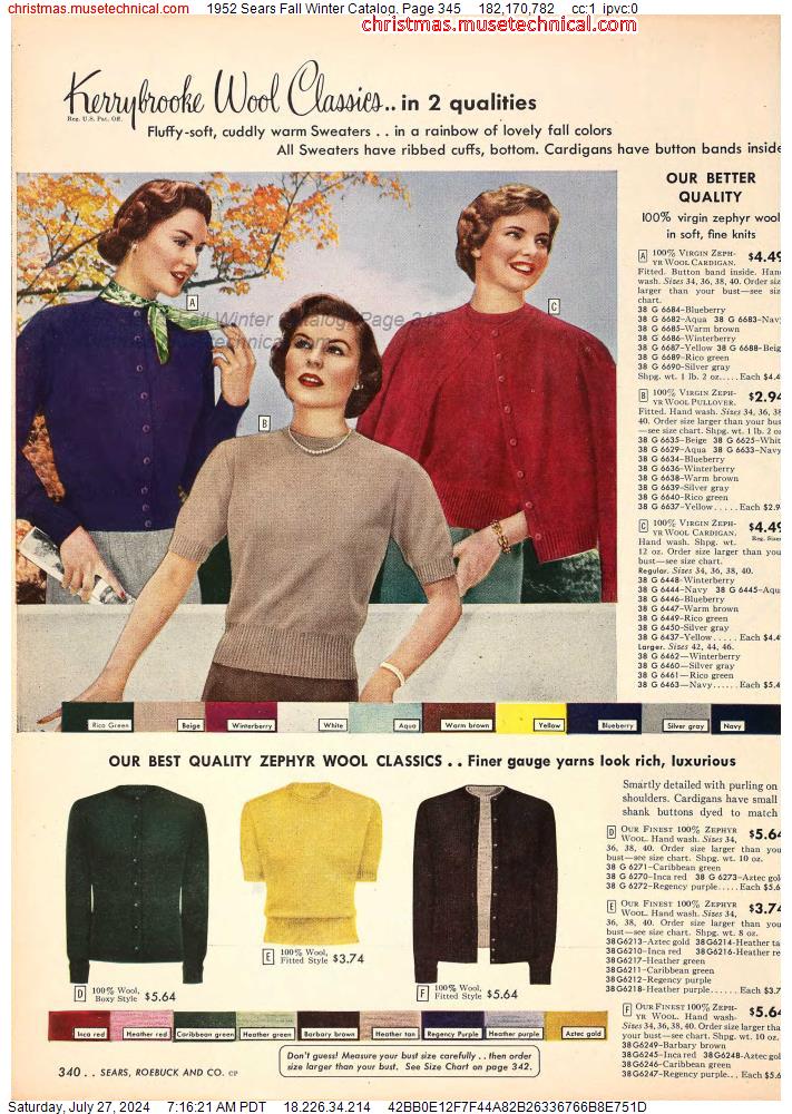 1952 Sears Fall Winter Catalog, Page 345
