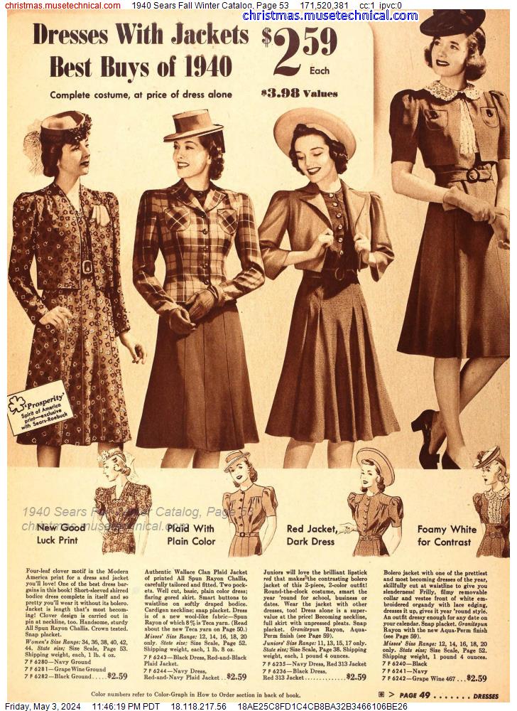1940 Sears Fall Winter Catalog, Page 53