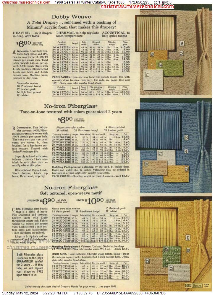 1968 Sears Fall Winter Catalog, Page 1080