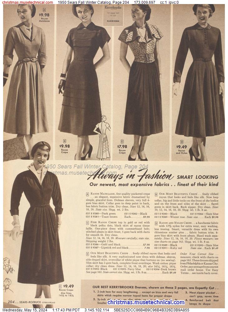 1950 Sears Fall Winter Catalog, Page 204