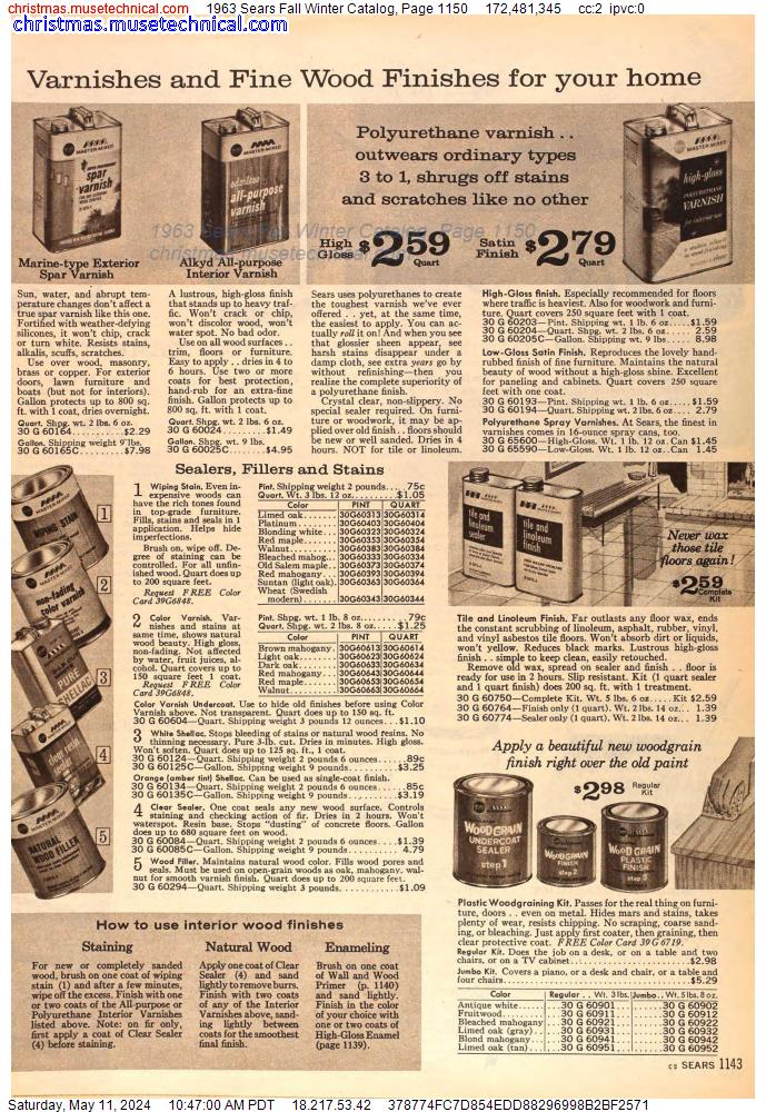 1963 Sears Fall Winter Catalog, Page 1150