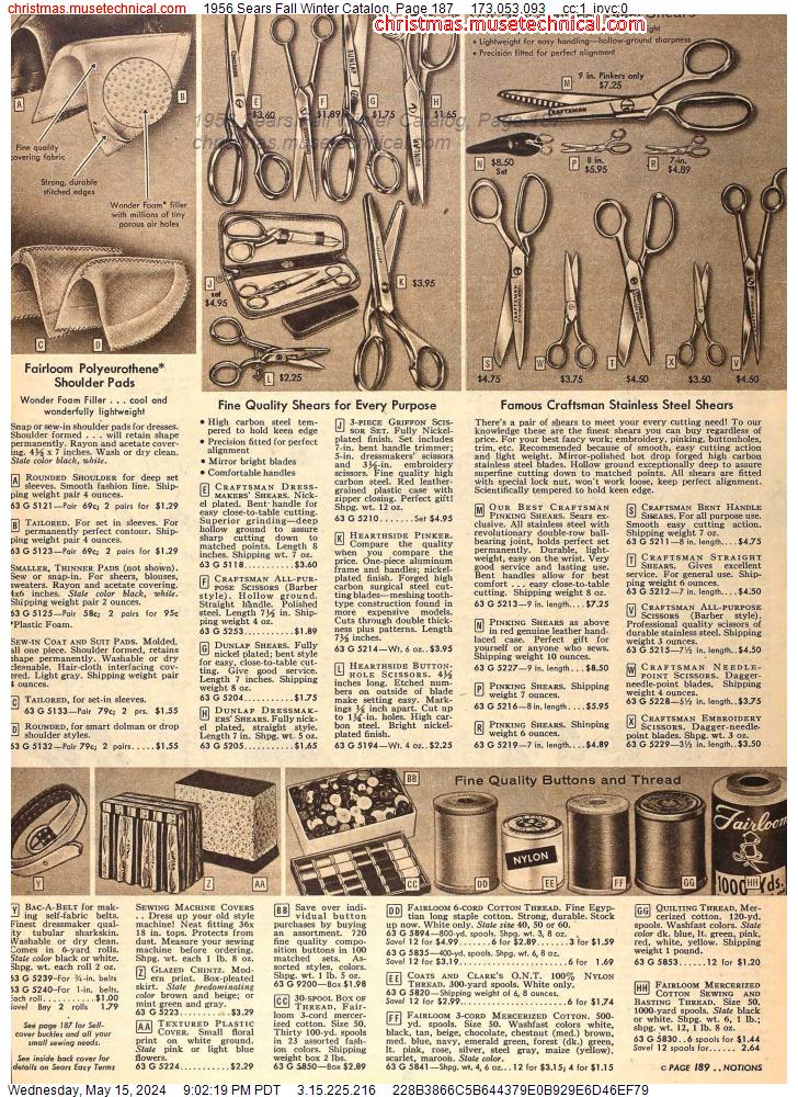 1956 Sears Fall Winter Catalog, Page 187
