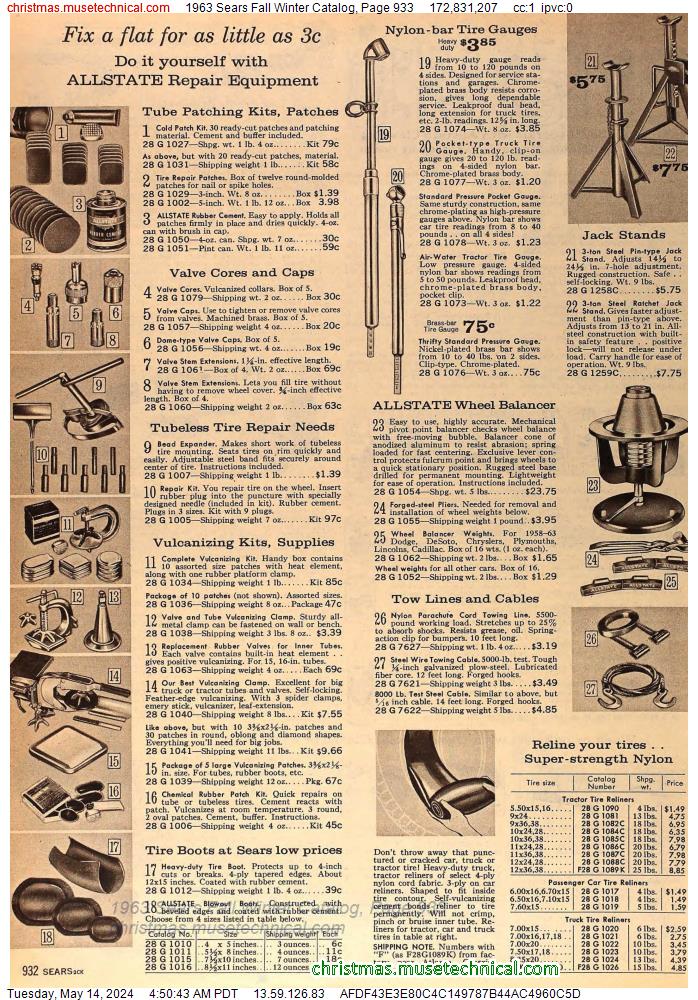1963 Sears Fall Winter Catalog, Page 933