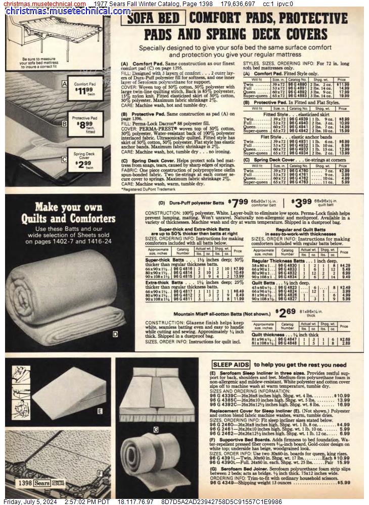 1977 Sears Fall Winter Catalog, Page 1398